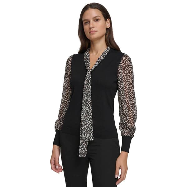 Womens Tommy Hilfiger Printed Long Sleeve w/Matching Print Tie