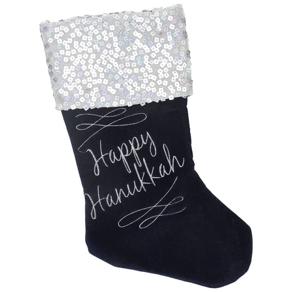 Northlight Seasonal Happy Hanukkah Embroidered Stocking - image 