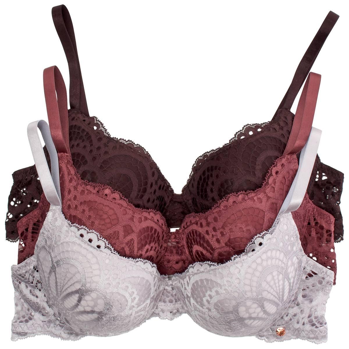 Open Video Modal for Womens Danskin 3pk. Lace Push-Up Bras DS55834-3PKAG