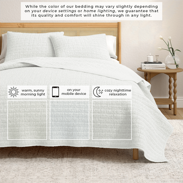 Freshfolds Garment Washed Honeycomb Waffle Quilt Set