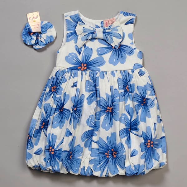 Toddler Girl Japna Kiwi Floral Bubble Dress & Scrunchie Set