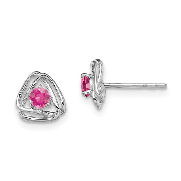 Gemstone Classics 14kt. White Gold Pink Tourmaline Stud Earrings - image 