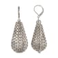 1928 Silver Tone Meshlike Hollow Teardrop Dangle Earrings - image 1