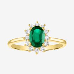 Nova Star(R) Lab Grown Emerald Gold over Silver Oval Halo Ring