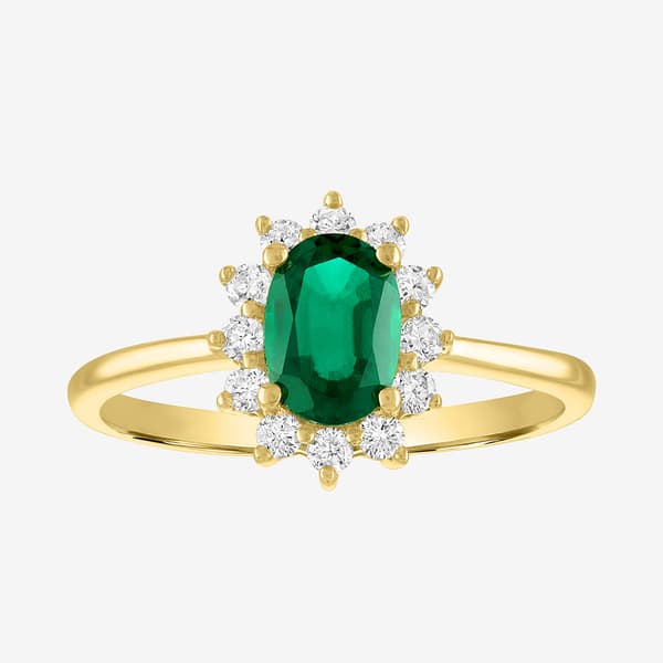 Nova Star(R) Lab Grown Emerald Gold over Silver Oval Halo Ring - image 