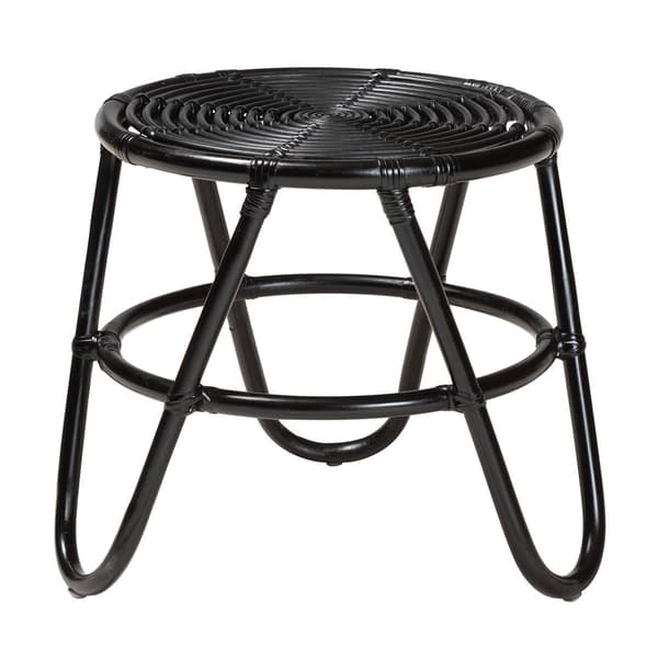 Baxton Studio Pertessa Bohemian Black Finished Rattan End Table - image 