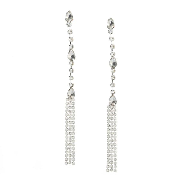 Rosa Rhinestones Clear Rhinestone Thin Fringe Earrings - image 
