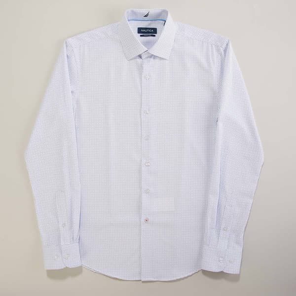 Mens Nautica Slim Fit Dress Shirt - White/Navy - image 