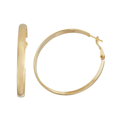 Fine Faux Gold Plated 5mm x 50mm Tube Hoop Earrings - image 