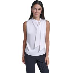 Womens Calvin Klein Sleeveless Asymmetrical Tie Neck Top