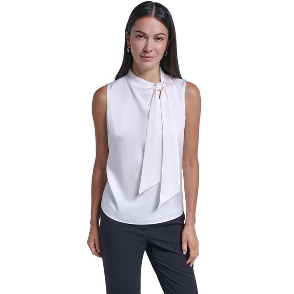 Womens Calvin Klein Sleeveless Asymmetrical Tie Neck Top - image 