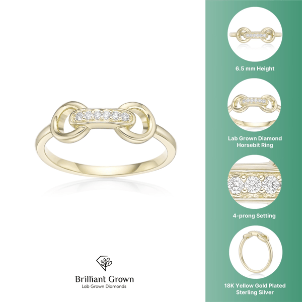 Brilliant Grown 18kt. Gold-Plated Lab-Grown Diamond Accent Ring