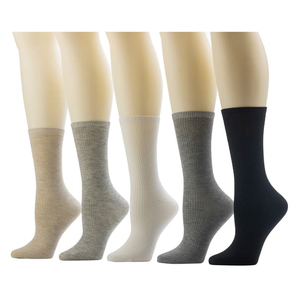 Womens Cuddl Duds 5pk. Ribbed Heather Crew Socks - image 