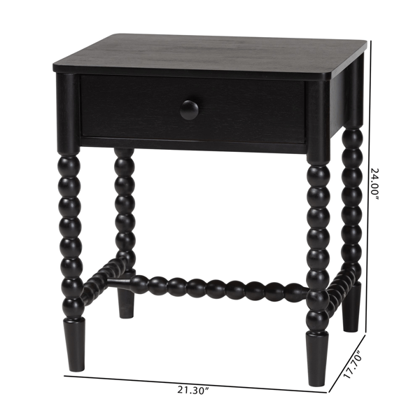 Baxton Studio Brantley Spindle 1-Drawer Nightstand