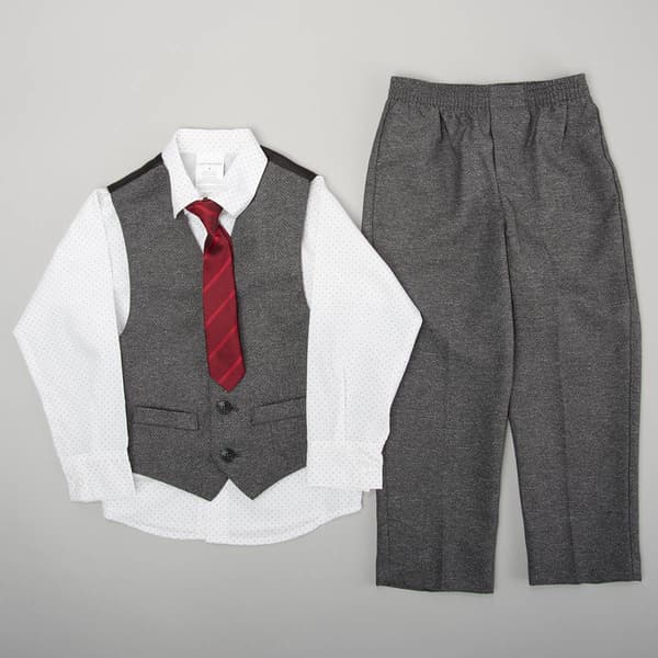 Boys &#40;4-7&#41; Van Heusen Vest & Button Down Set w/ Clip On Tie -Grey