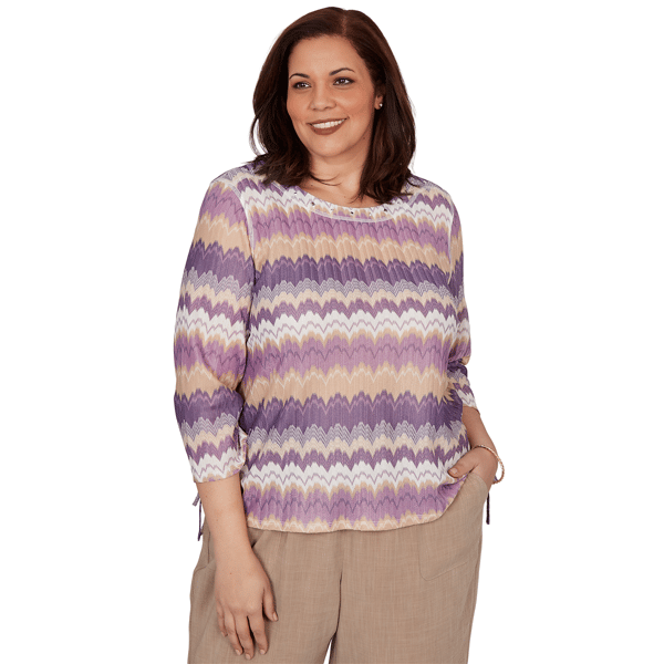 Plus Size Alfred Dunner Grand Bazaar Ripple Stripe Blouse - image 