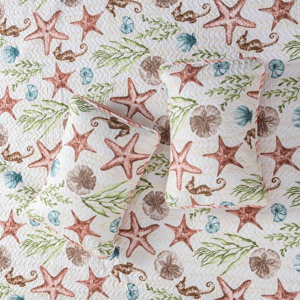 FreshFolds Castaway 3pc. Reversible Sea Life Quilt Set