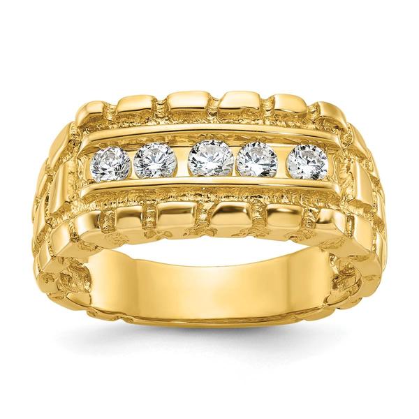 Mens Gentlemens Classics(tm) 14kt. Gold 1/3ct. Diamond Nugget Ring - image 