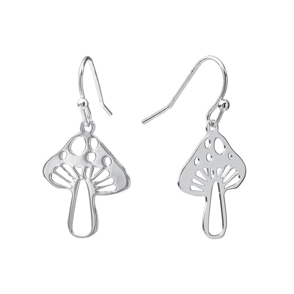 Fine Silver Plated Mushroom Drop Earrings - image 