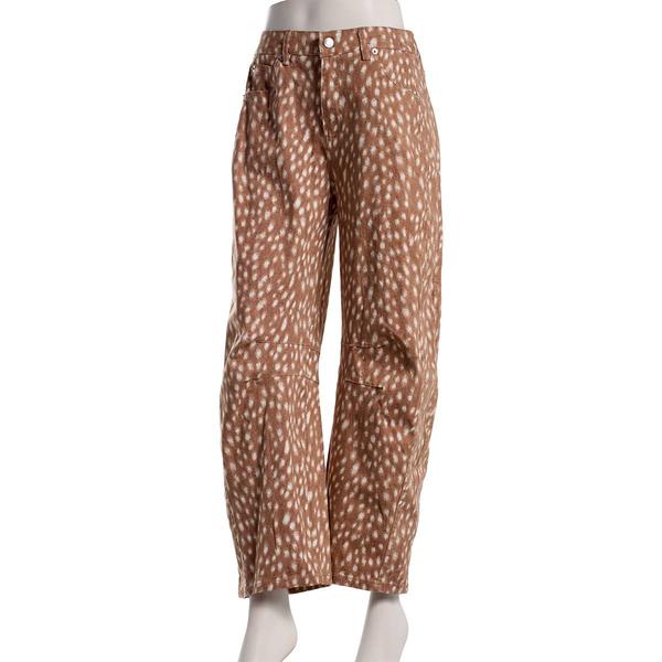 Juniors No Comment Deer Print Classic Barrel Leg Pants