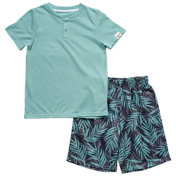 Boys Sleep On It&#40;R&#41; Henley & Leaf Shorts Pajama Set - image 