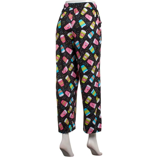 Juniors Pillow Talk Coffee Cups Wide Leg Crop Pajama Pants