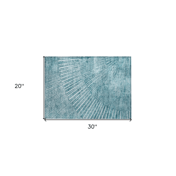 HomeRoots Indoor Outdoor Teal Abstract Non Skid Accent Rug