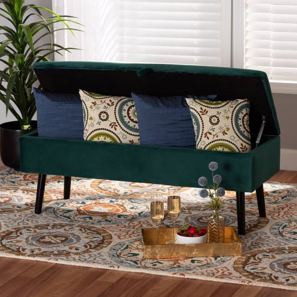 Baxton Studio Caine Velvet Fabric Wood Storage Bench