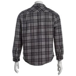 Mens Mountain Ridge Plaid Fleece CPO Jacket - Black/Grey