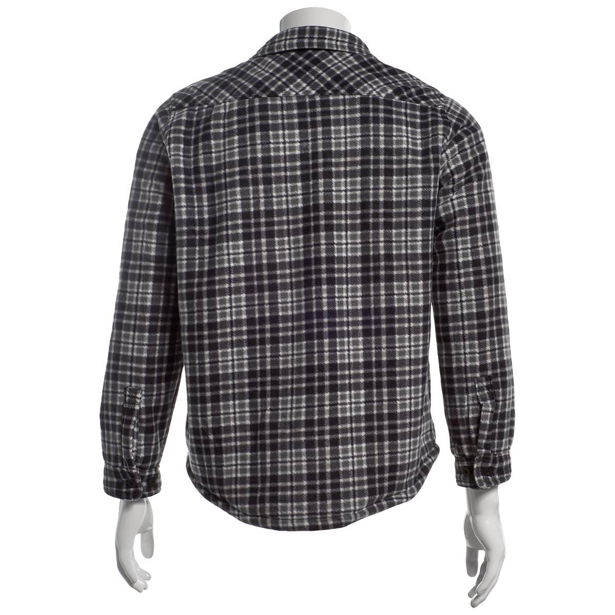 Mens Mountain Ridge Plaid Fleece CPO Jacket - Black/Grey