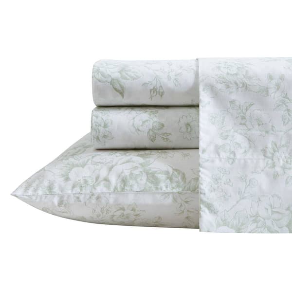 Laura Ashley Toile Delight 100% Cotton Floral Sheet Set