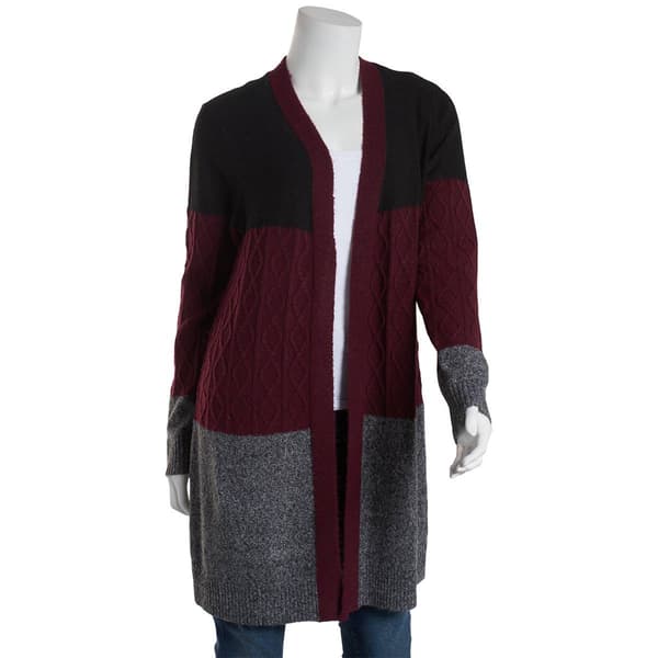 Petites 89th & Madison 32in. Super Soft 3 Tone Cardigan - image 