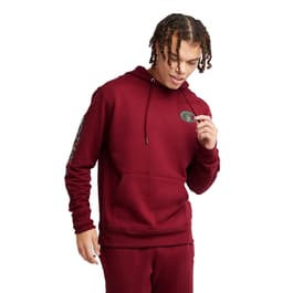 Mens Champion Camo Fleece Hoodie With Sleeve Script - Cranberry