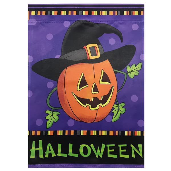 Northlight Seasonal Pumpkin in Witch Hat Halloween Garden Flag - image 