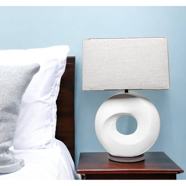 HomeRoots 27in. White Circular Table Lamp