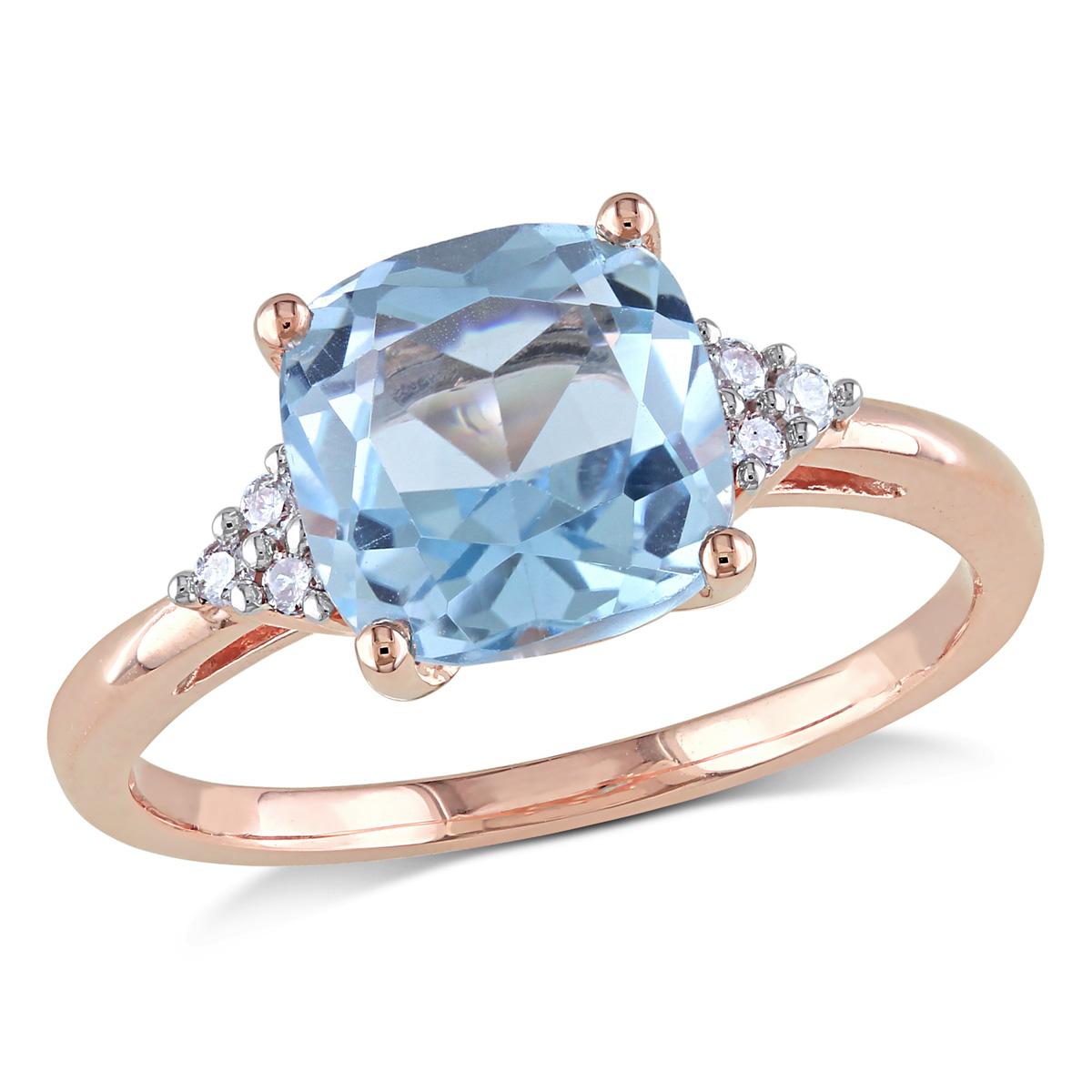 Gemstone Classics™ 10kt. Rose Gold Sky Blue Topaz Ring