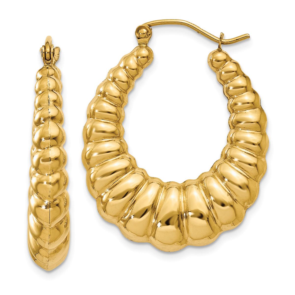 Gold Classics™ 13mm. 14kt. Gold Scalloped Hoop Earrings