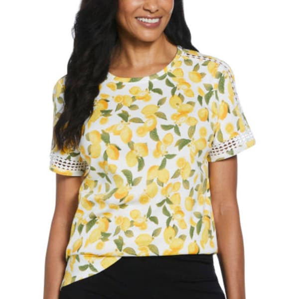 Womens Rafaella&#40;R&#41; Short Sleeve Lace Trim Lemon Tee