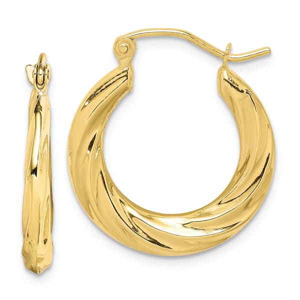 Gold Classics(tm) 10kt. Fancy Small 14mm Hoop Earrings - image 