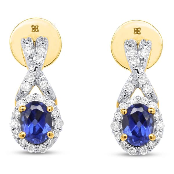 Gemstone Classics™ Created Sapphire & Lab Grown Diamond Earrings