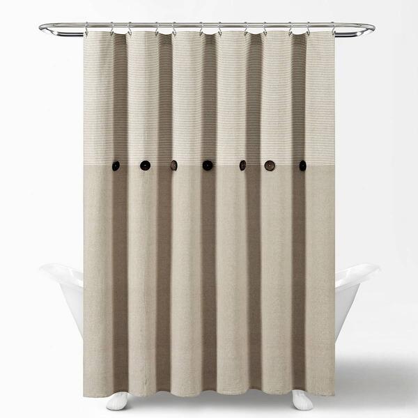 Lush Décor® Farmhouse Button Stripe Cotton Shower Curtain