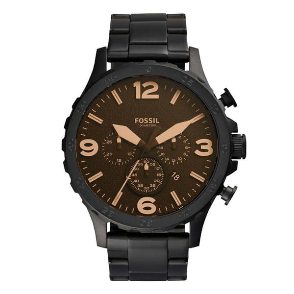 Mens Fossil Nate Chronograph Stainless Steel Watch - JR1356 - image 