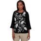 Petite Alfred Dunner Travel Advisory Leaf Embroidery Blouse - image 3