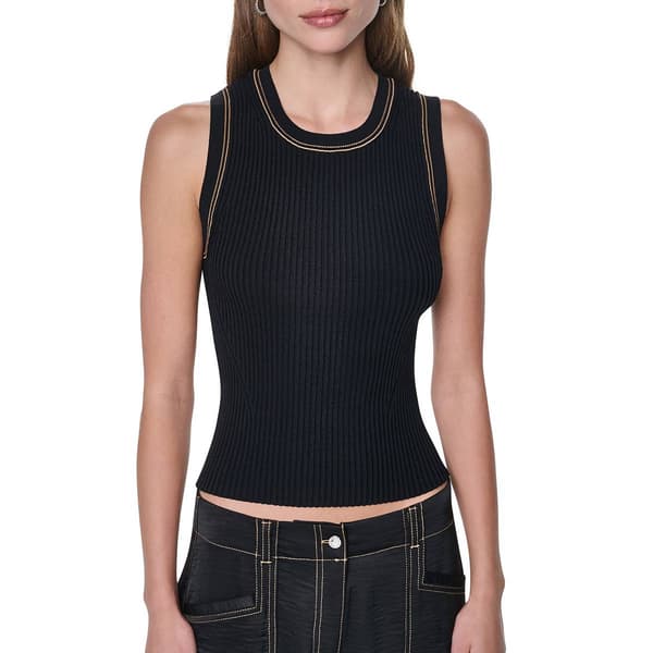 Womens DKNY Solid Contrast Stitch Ribbed Tank Top - image 