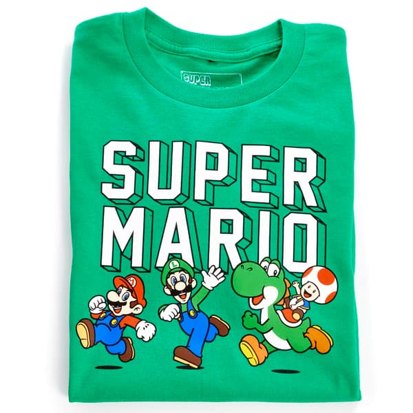 Boys &#40;8-20&#41; &#40;c&#41; Nintendo Super Mario&#40;tm&#41; Characters Tee - Irish Green - image 