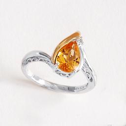 Gemstone Classics(tm) Sterling Silver 10kt. Pear Citrine Ring