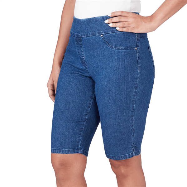 Plus Size Ruby Rd. Key Items Denim Extra Stretch Pull On Short