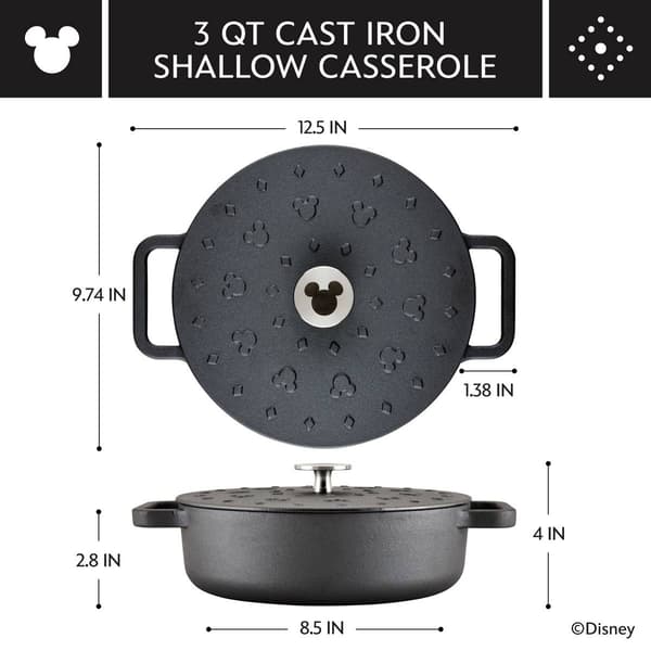 Farberware&#174; Disney Monochrome 3qt. Cast Iron Shallow Casserole
