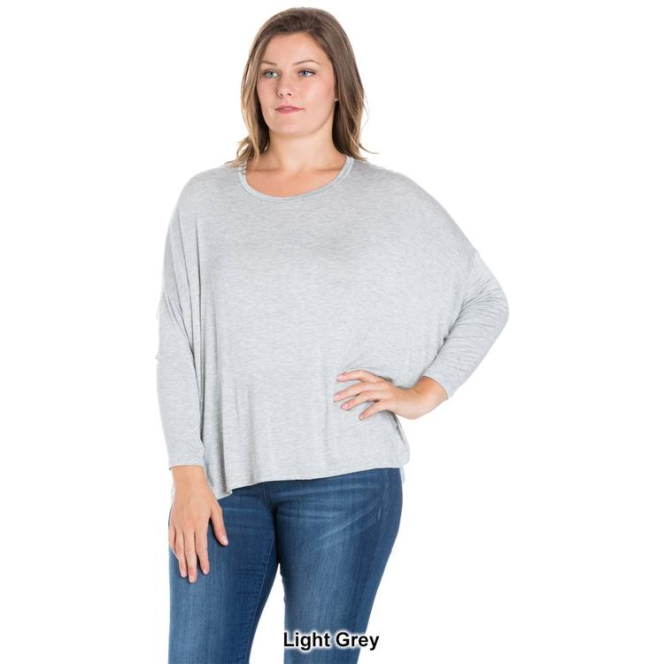 Plus Size 24/7 Comfort Apparel Dolman Long Sleeve Top