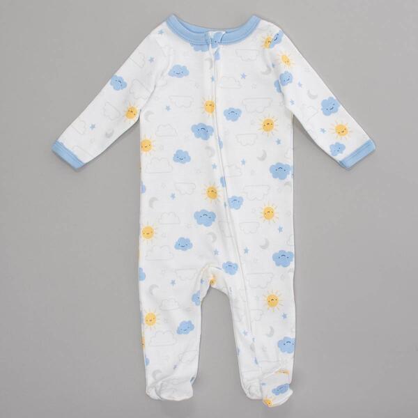 Baby Boy &#40;NB-9M&#41; baby views&#40;R&#41; Sun/Moon/Star Zip Pajamas - image 